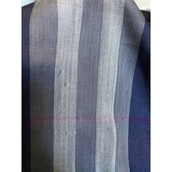 Burberry Scarf Rectangular 27x104” Blue Plaid Wool Silk Lightweight Designer - Picture 5 of 7
